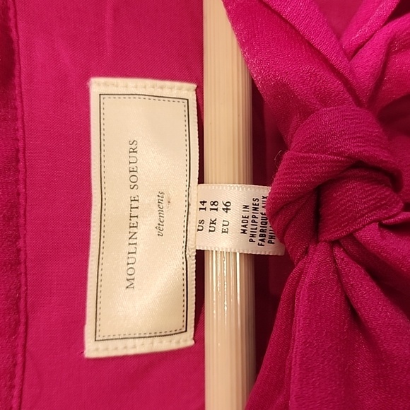 P.5 Anthropologie Gina Keyhole Moulinette Soeurs Bright Pink Dress Size 14 - Picture 3 of 6